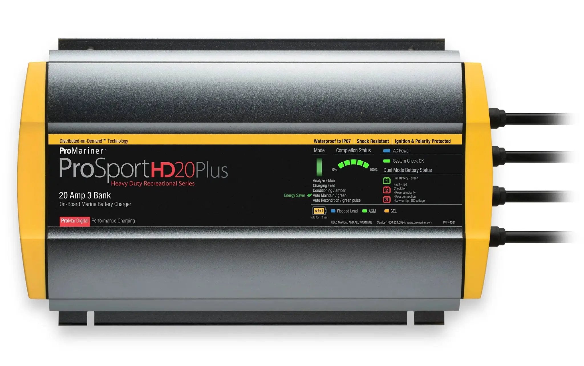 ProMariner ProSport HD 20 Gen4 20 Amp Battery Charger for 12/24/36V Systems - 3 Bank, 120V Input by ProMariner