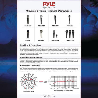 PYLE PDMIC58 Dynamic Handheld Microphone with XLR to 1/4" Cable