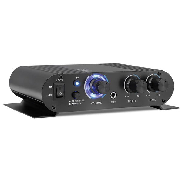Pyle PFA330BT 90W Bluetooth Compact Amplifier with Built-in Microphone and Adjustable Controls