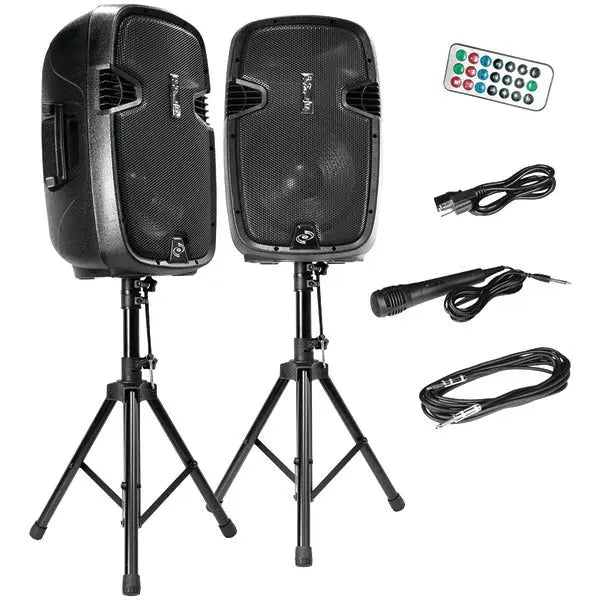 PYLE PPHP1249KT 12-Inch Active and Passive PA Speaker Kit with Bluetooth and Digital Features