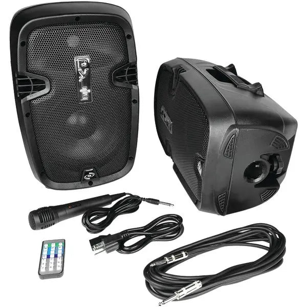 PYLE PPHP849KT 8-Inch Dual Powered PA Speaker System Kit with Bluetooth and Accessories