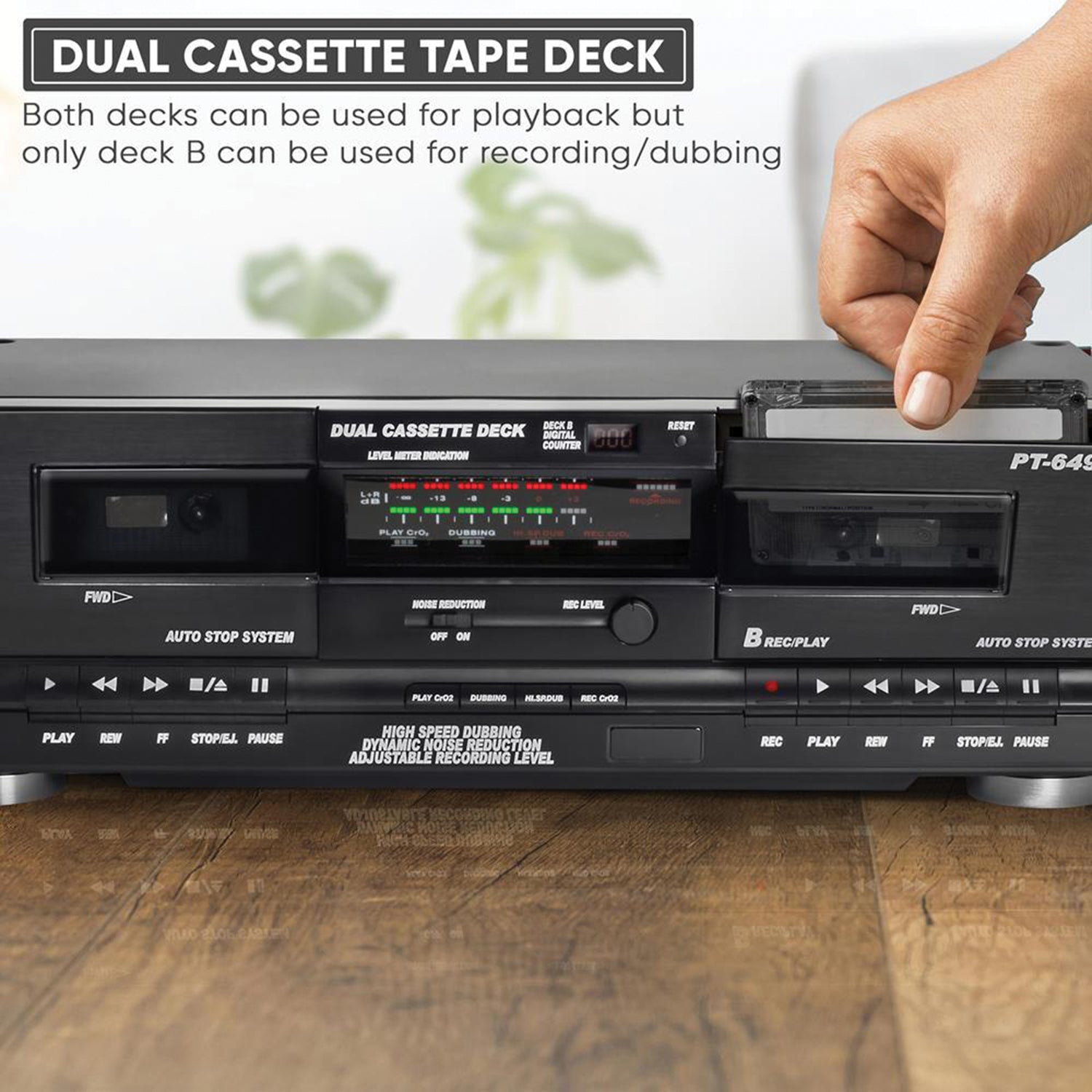 PYLE(R) PT649D Dual Cassette Deck with High-Speed Dubbing and Noise Reduction