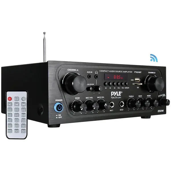 Pyle PTA24BT Compact Bluetooth Audio Amplifier with USB and Microphone Inputs