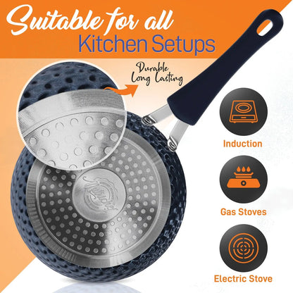 NutriChef 11-Piece Non-Stick Cookware Set - Dark Blue, Model NCCW11DS