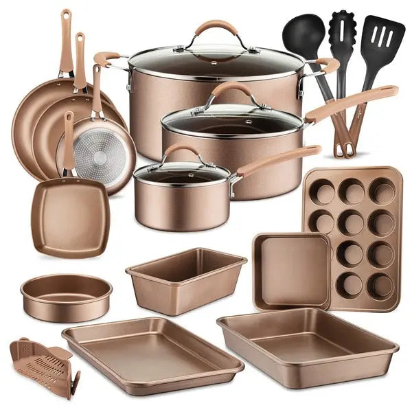 NutriChef NCCW20S 20-Piece Kitchenware Set with Ceramic Cookware and Bakeware
