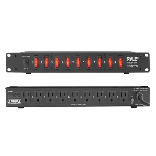 PYLE(R) PDBC70 15A Power Switch Control with 9 Outlets and 150 Joules Surge Protection