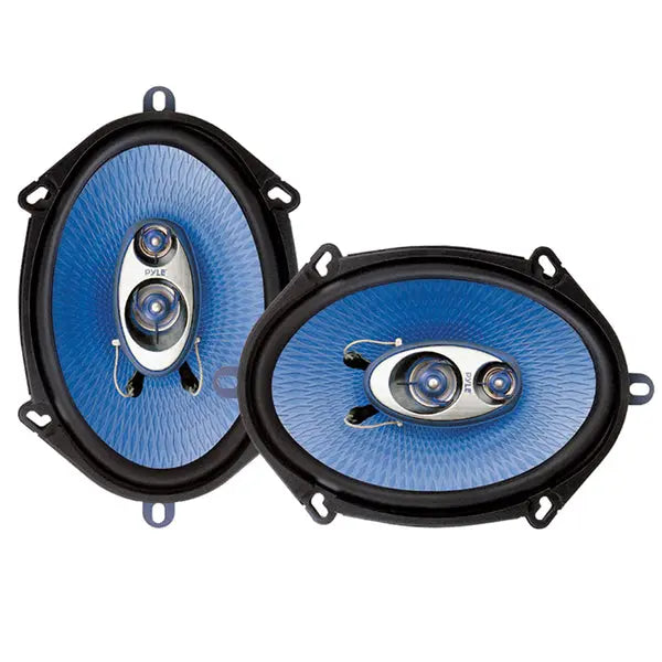 PYLE(R) 5x7 & 6x8 Inch 3-Way Car Speakers – Blue, Part Number PL573BL