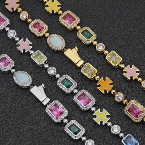 Gold-Plated Hip-Hop Gemstone Necklace Atticus Goods