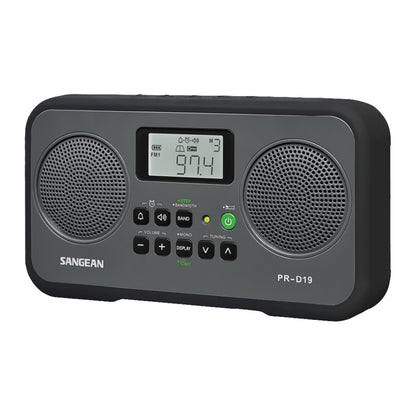 SANGEAN PR-D19BK AM/FM Digital Tuning Radio with Dual Speakers and LCD Display
