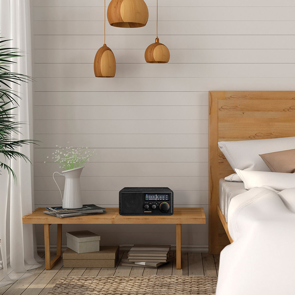 Sangean SG-118 AM/FM Bluetooth Wireless Radio with Walnut-Finish Cabinet