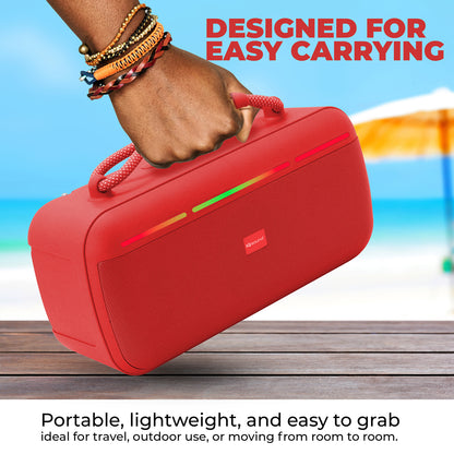 IQ Sound IQ-3521RGB RED Halo Glow Portable Bluetooth Speaker with RGB Lighting