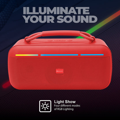 IQ Sound IQ-3521RGB RED Halo Glow Portable Bluetooth Speaker with RGB Lighting