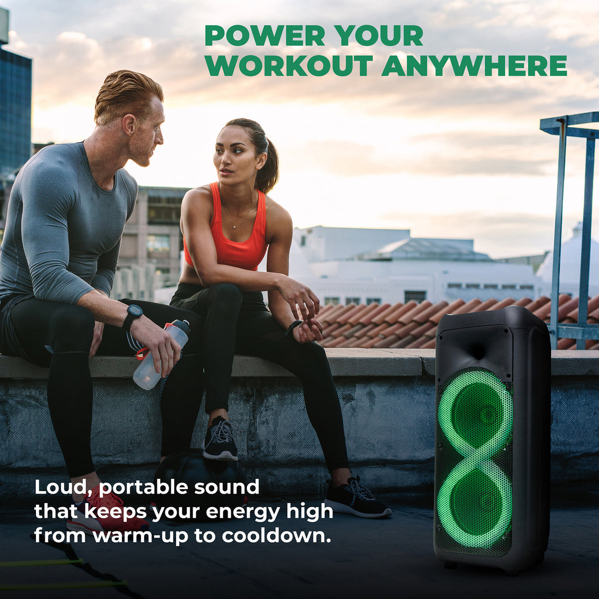 IQ Sound IQ-7288DJBT 2 x 8-Inch Bluetooth Portable Party Speaker with LED Lights