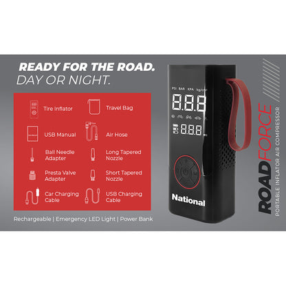 NATIONAL NA-700PAC Portable Air Compressor Inflator with Power Bank