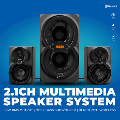 Supersonic SC-1136BT 2.1-Channel Multimedia Speaker System with Bluetooth
