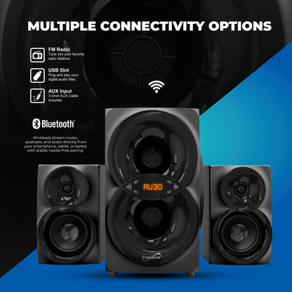 Supersonic SC-1136BT 2.1-Channel Multimedia Speaker System with Bluetooth