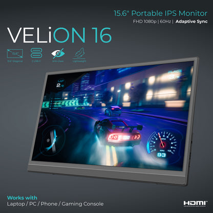 SUPERSONIC SC-1501 15.6-Inch Full HD Portable IPS Monitor