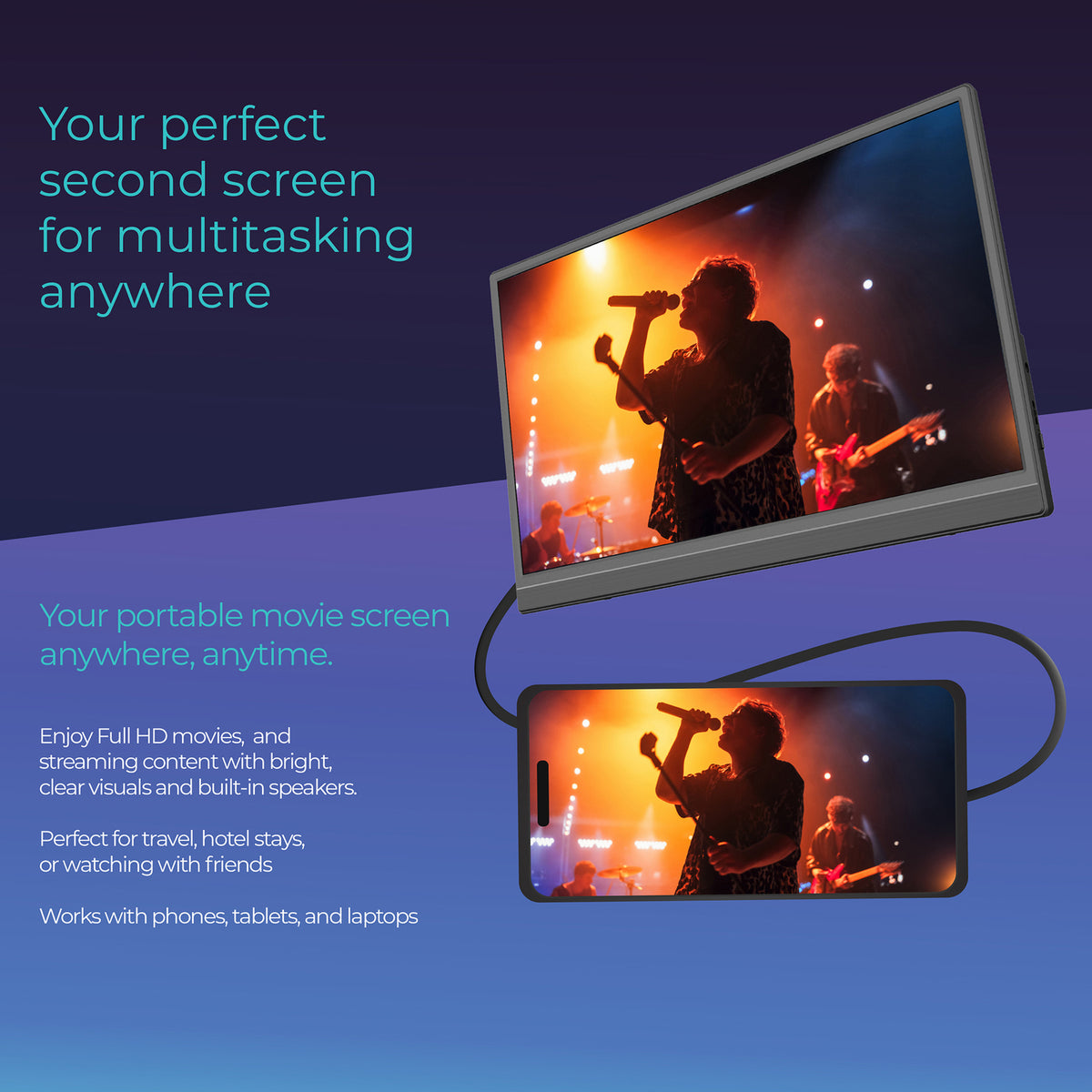 SUPERSONIC SC-1501 15.6-Inch Full HD Portable IPS Monitor
