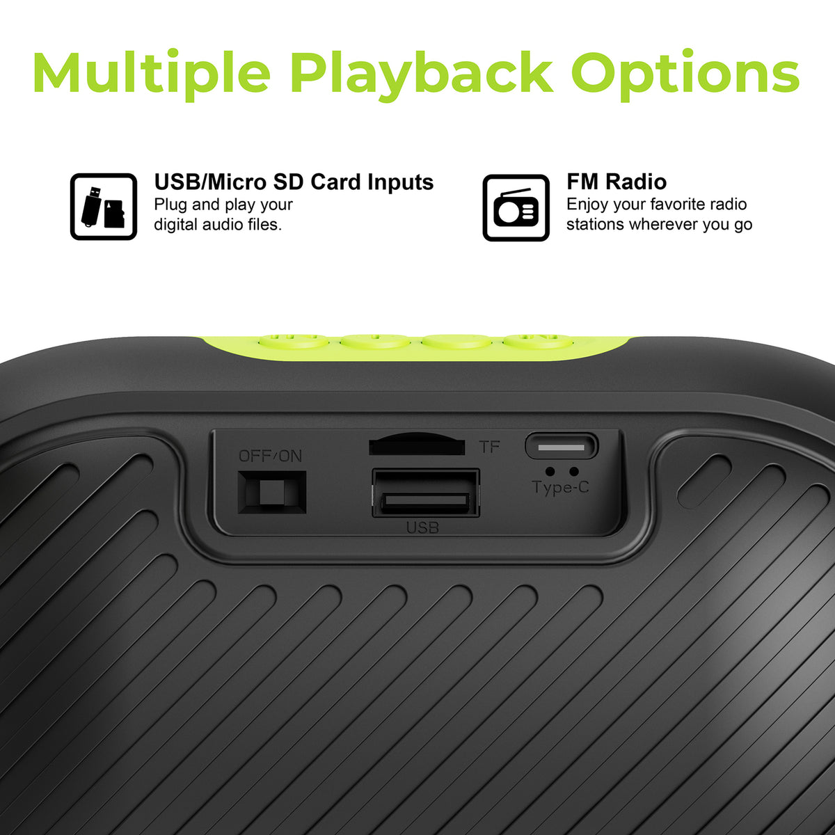 Supersonic SC-2334BT GRN Portable Bluetooth Speaker with FM Radio, USB and microSD Support