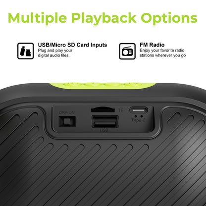 Supersonic SC-2334BT GRN Portable Bluetooth Speaker with FM Radio, USB and microSD Support