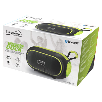 Supersonic SC-2334BT GRN Portable Bluetooth Speaker with FM Radio, USB and microSD Support
