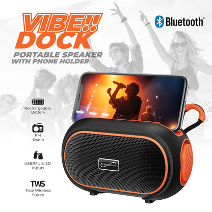 Supersonic SC-2334BT ORG Portable Bluetooth Speaker with FM Radio, USB and microSD Playback