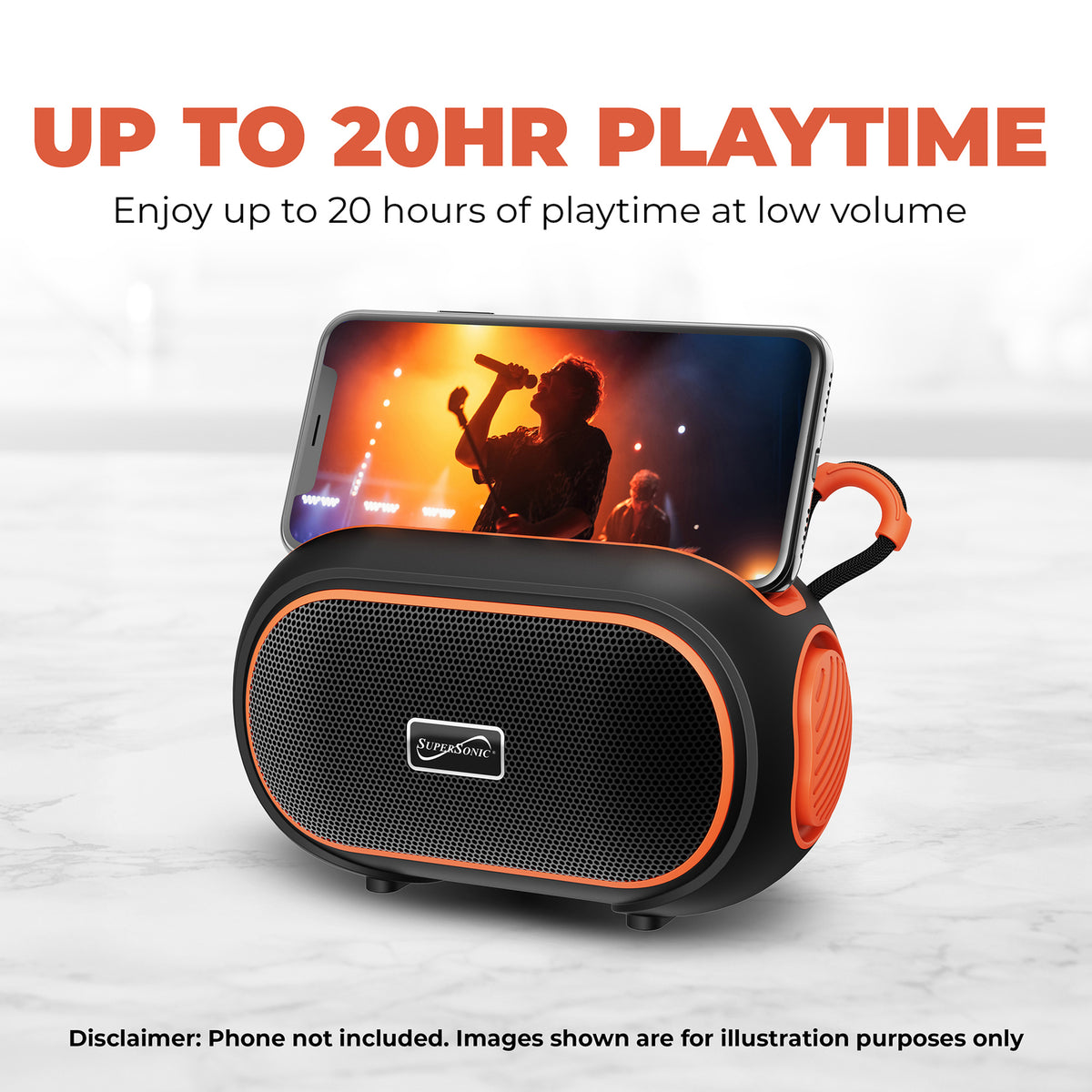 Supersonic SC-2334BT ORG Portable Bluetooth Speaker with FM Radio, USB and microSD Playback