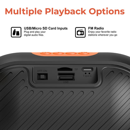 Supersonic SC-2334BT ORG Portable Bluetooth Speaker with FM Radio, USB and microSD Playback