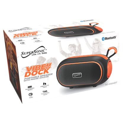 Supersonic SC-2334BT ORG Portable Bluetooth Speaker with FM Radio, USB and microSD Playback