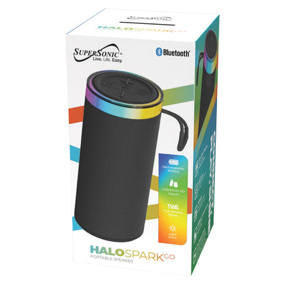 SUPERSONIC SC-2440BT BLK Portable Bluetooth Speaker with LED Lights, FM Radio and TWS