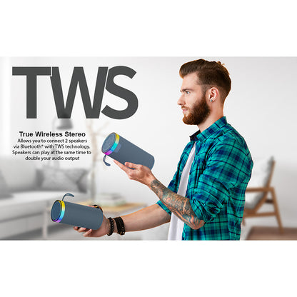 SUPERSONIC SC-2440BT BLU Bluetooth Portable Speaker with LED Lights, FM Radio and TWS