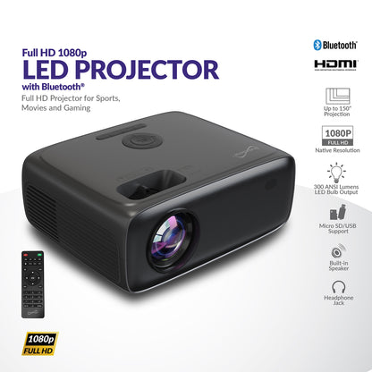 SUPERSONIC SC-282P Compact Bluetooth HD LED Projector with Full HD Support