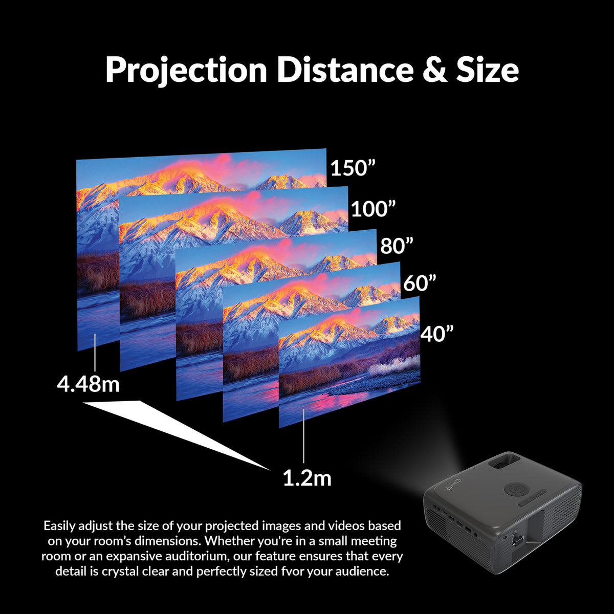 SUPERSONIC SC-282P Compact Bluetooth HD LED Projector with Full HD Support