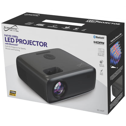 SUPERSONIC SC-282P Compact Bluetooth HD LED Projector with Full HD Support