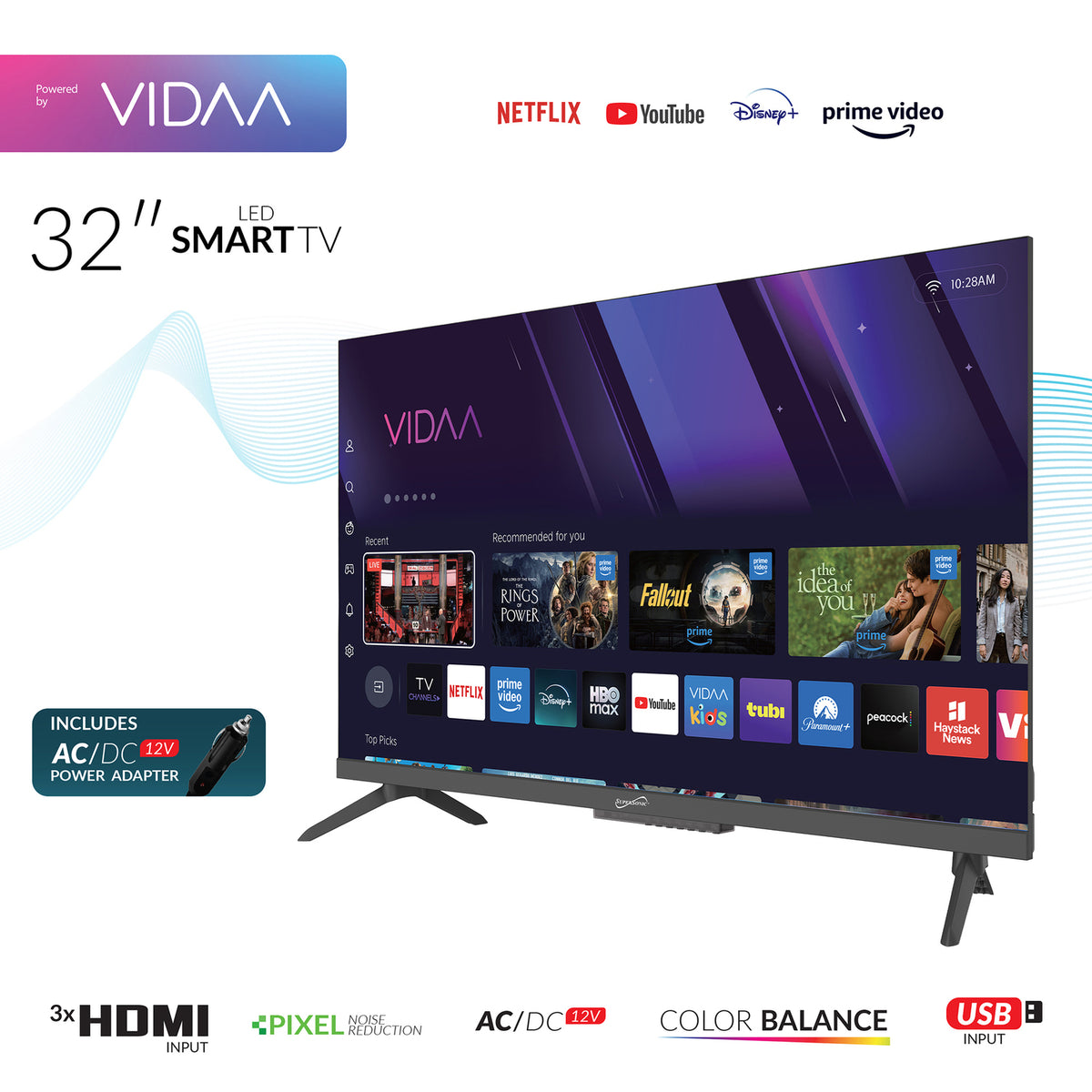 SuperSonic SC-3220VTV 32-Inch Smart LED TV with VIDAA, Wi-Fi, and HDMI