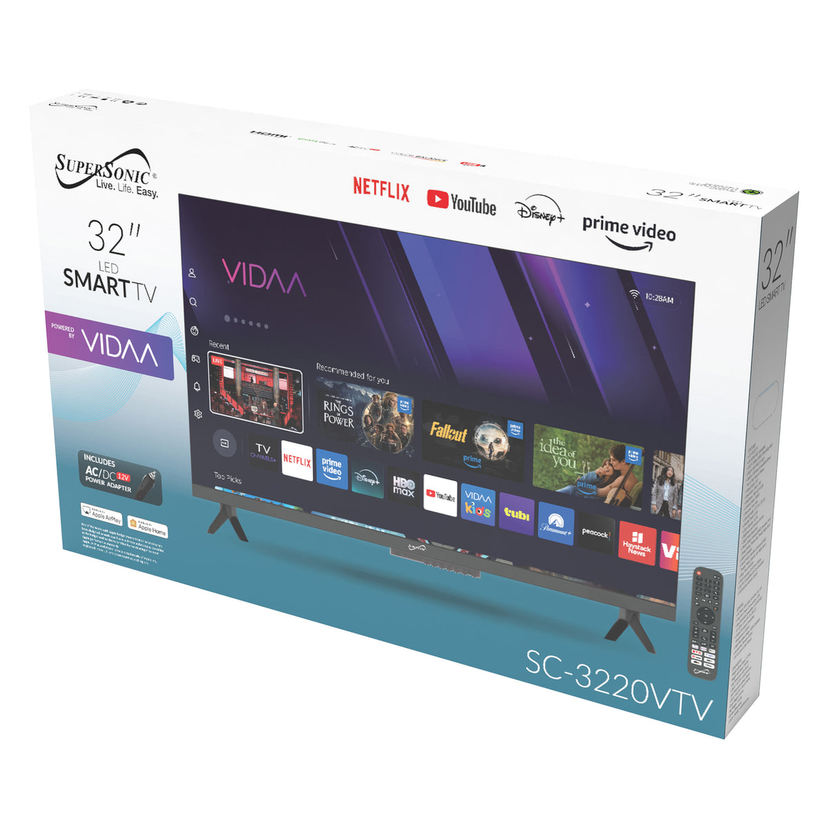 SuperSonic SC-3220VTV 32-Inch Smart LED TV with VIDAA, Wi-Fi, and HDMI