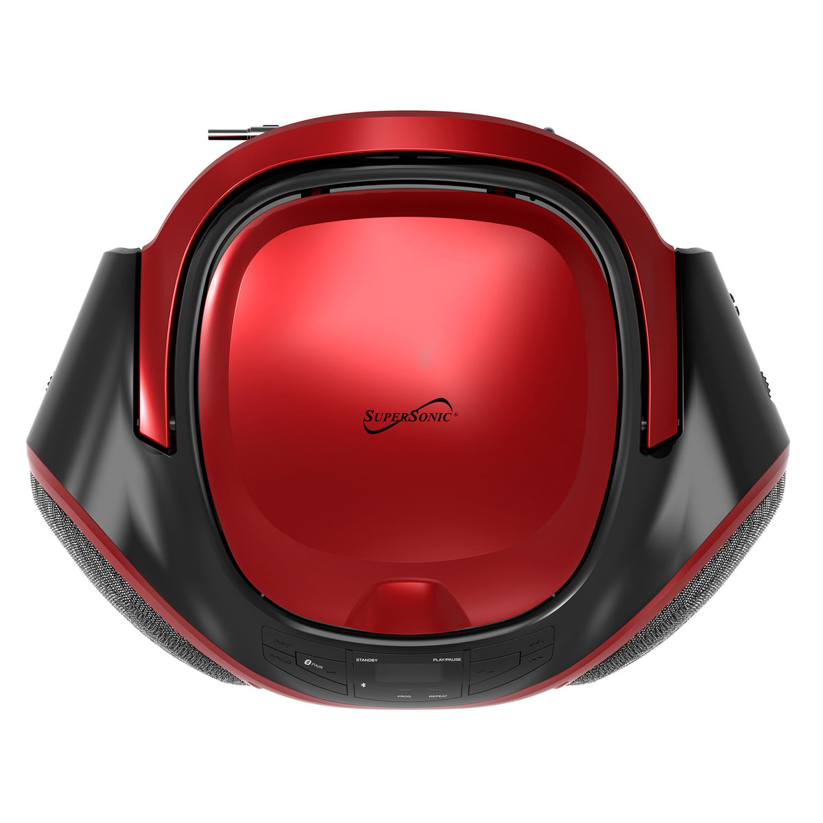 Supersonic SC-726BT Red Portable CD Boombox with Bluetooth, AM/FM Radio and Auxiliary Input