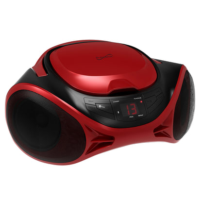 Supersonic SC-726BT Red Portable CD Boombox with Bluetooth, AM/FM Radio and Auxiliary Input
