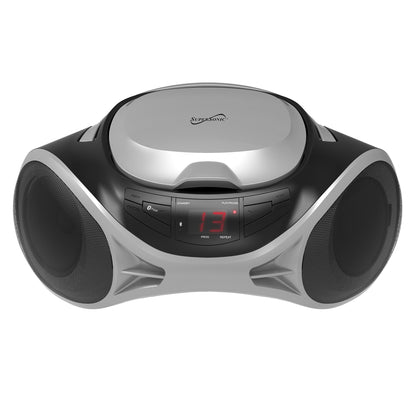 SUPERSONIC SC-726BT SLV Portable CD Boombox with Bluetooth, AM/FM Radio and Auxiliary Input