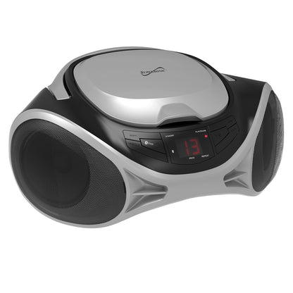 SUPERSONIC SC-726BT SLV Portable CD Boombox with Bluetooth, AM/FM Radio and Auxiliary Input