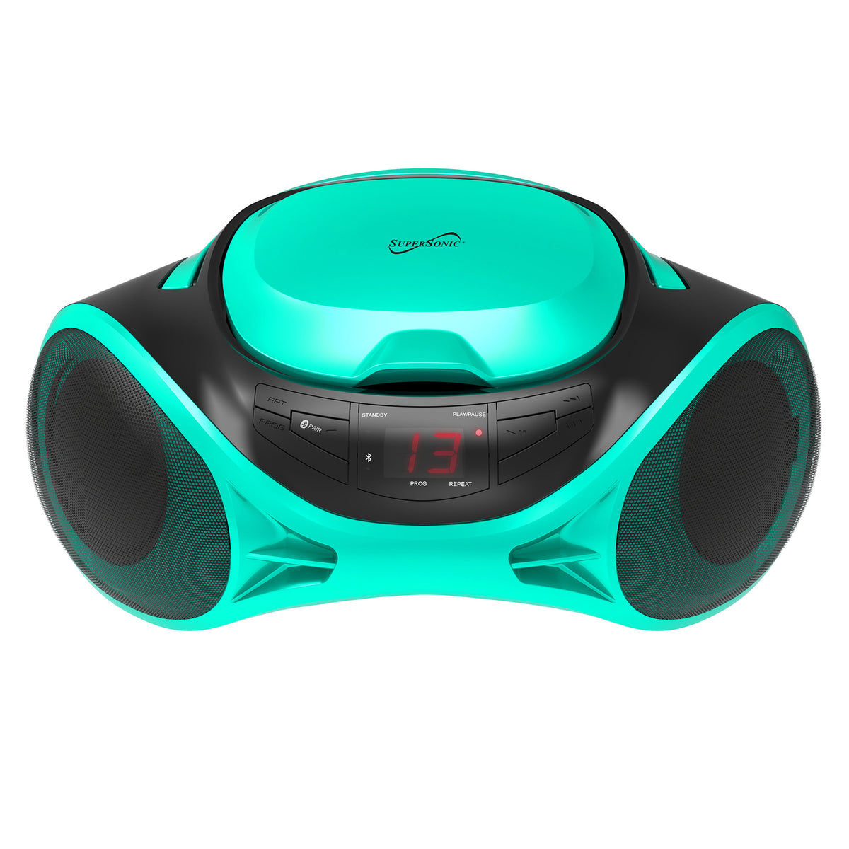Supersonic SC-726BT Teal Portable CD Boombox with Bluetooth and AM/FM Radio