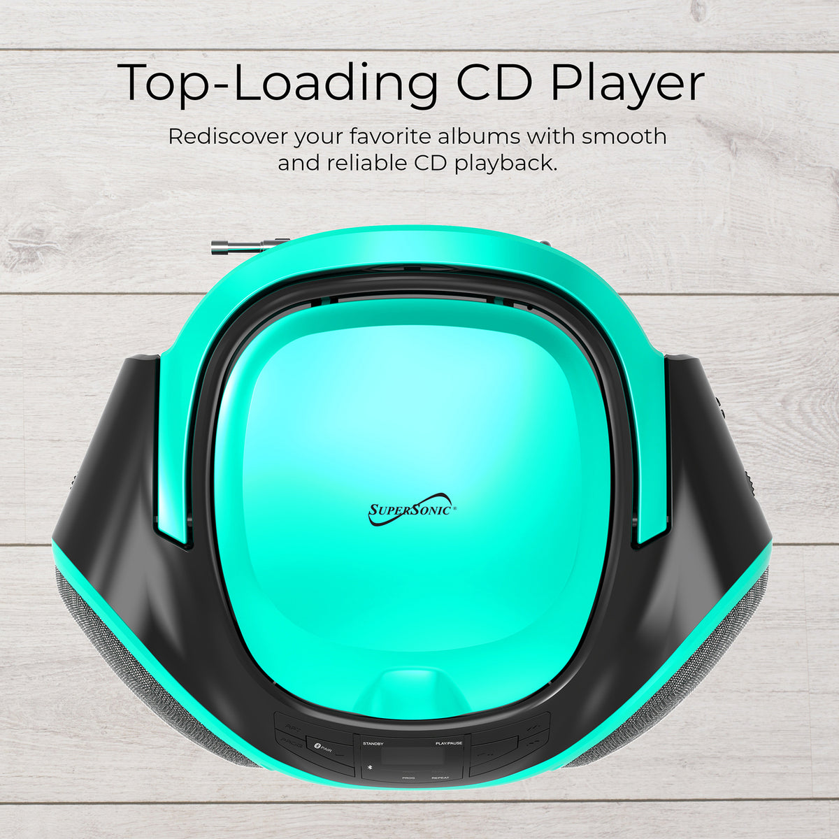 Supersonic SC-726BT Teal Portable CD Boombox with Bluetooth and AM/FM Radio