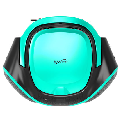 Supersonic SC-726BT Teal Portable CD Boombox with Bluetooth and AM/FM Radio