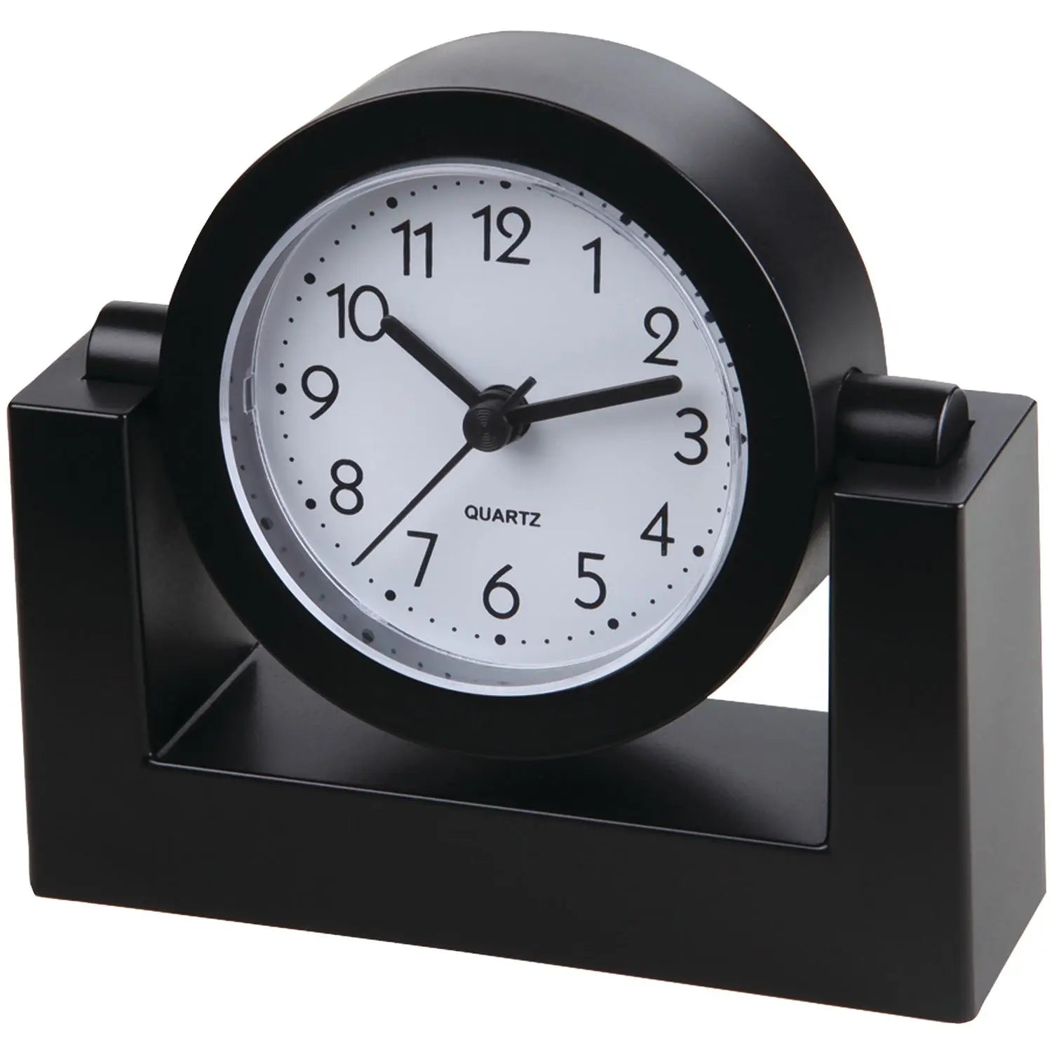 Timekeeper TK6851 4-Inch Black Frame Desktop Clock with Swiveling Face and Plastic Lens