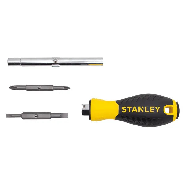 Stanley 68-012 6-Way Screwdriver Set with Ergonomic Handle and Corrosion-Resistant Chrome Bar