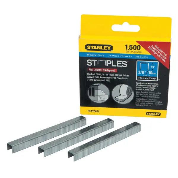 Stanley TR706T 3/8 Inch Heavy-Duty Staples for Insulation, Carpet, and Roofing Projects