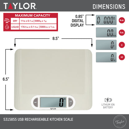 Taylor Precision Products USB-Powered Kitchen Scale 5315855