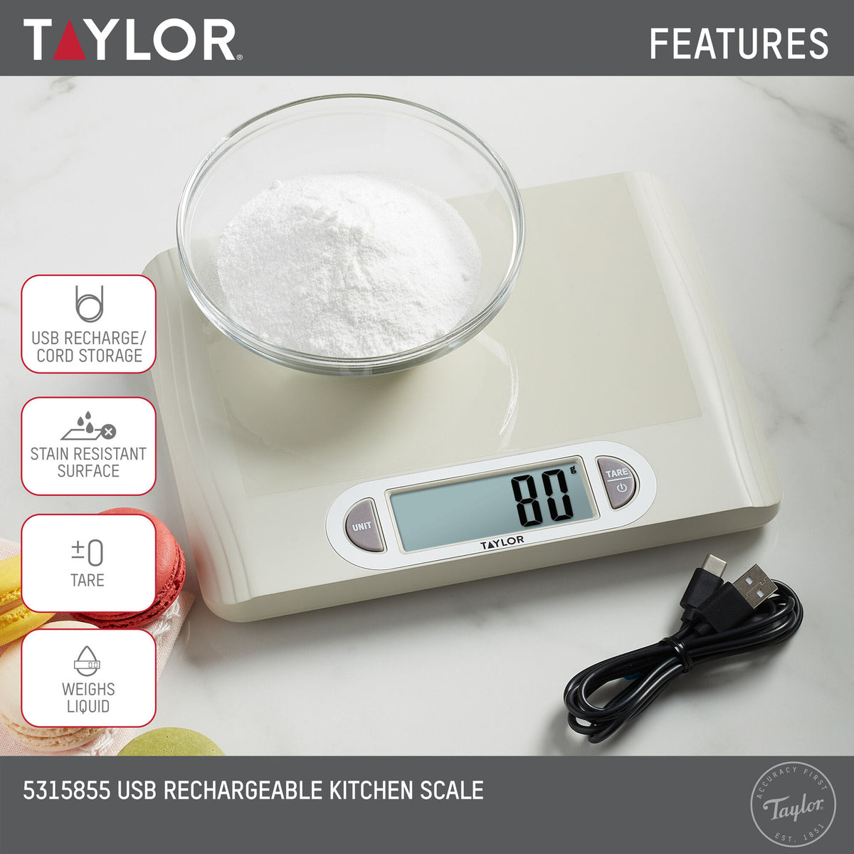 Taylor Precision Products USB-Powered Kitchen Scale 5315855