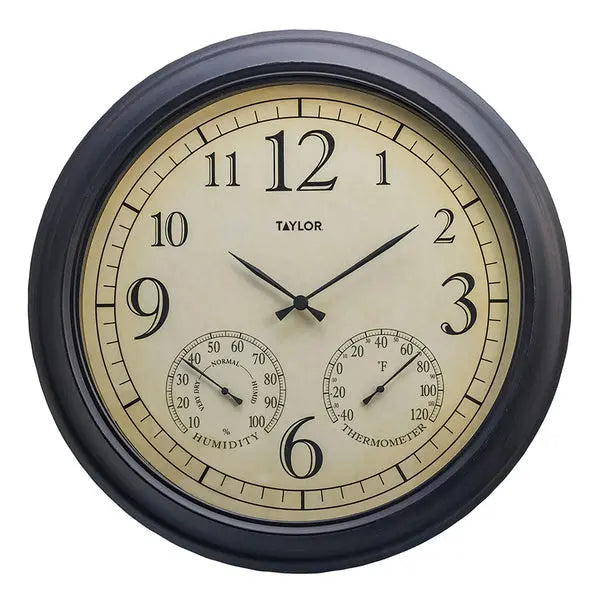Taylor Precision Products 18.5-inch Bronze Garden Clock with Thermometer and Hygrometer