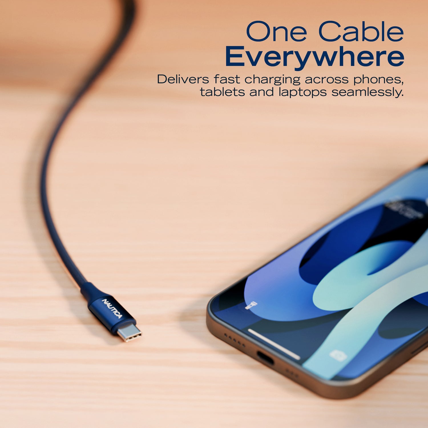 NAUTICA UCCCB17-01-04 4ft USB-C Charging and Data Cable - Navy 3-Pack